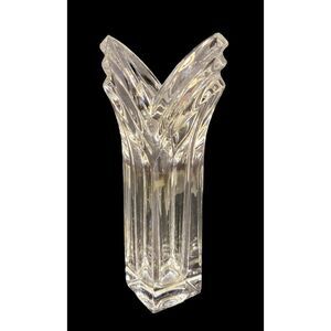 Vintage Mikasa Heavy Clear Crystal 8.5" V Flute Art Deco Vase Heavy